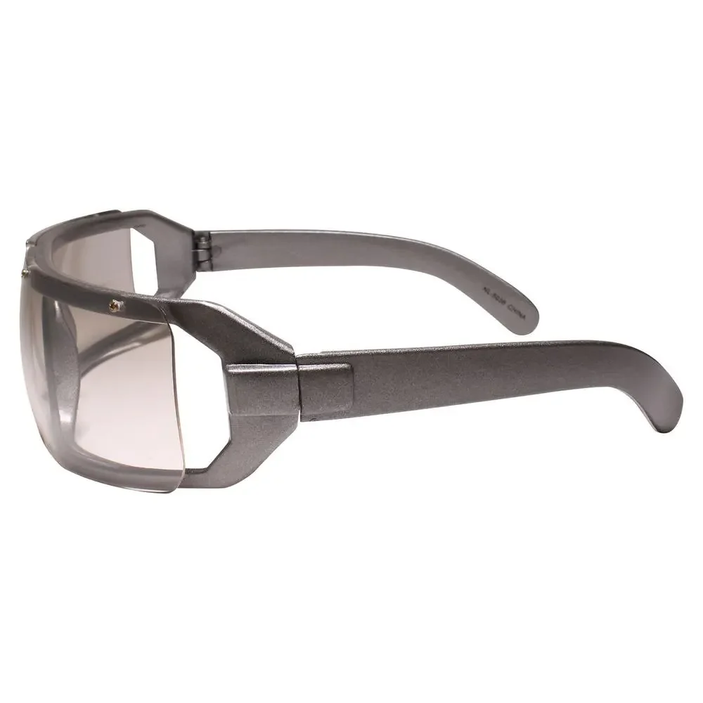 Unique Retro Futuristic Novelty 90s Wrap Around Gray Rectangle Sunglasses